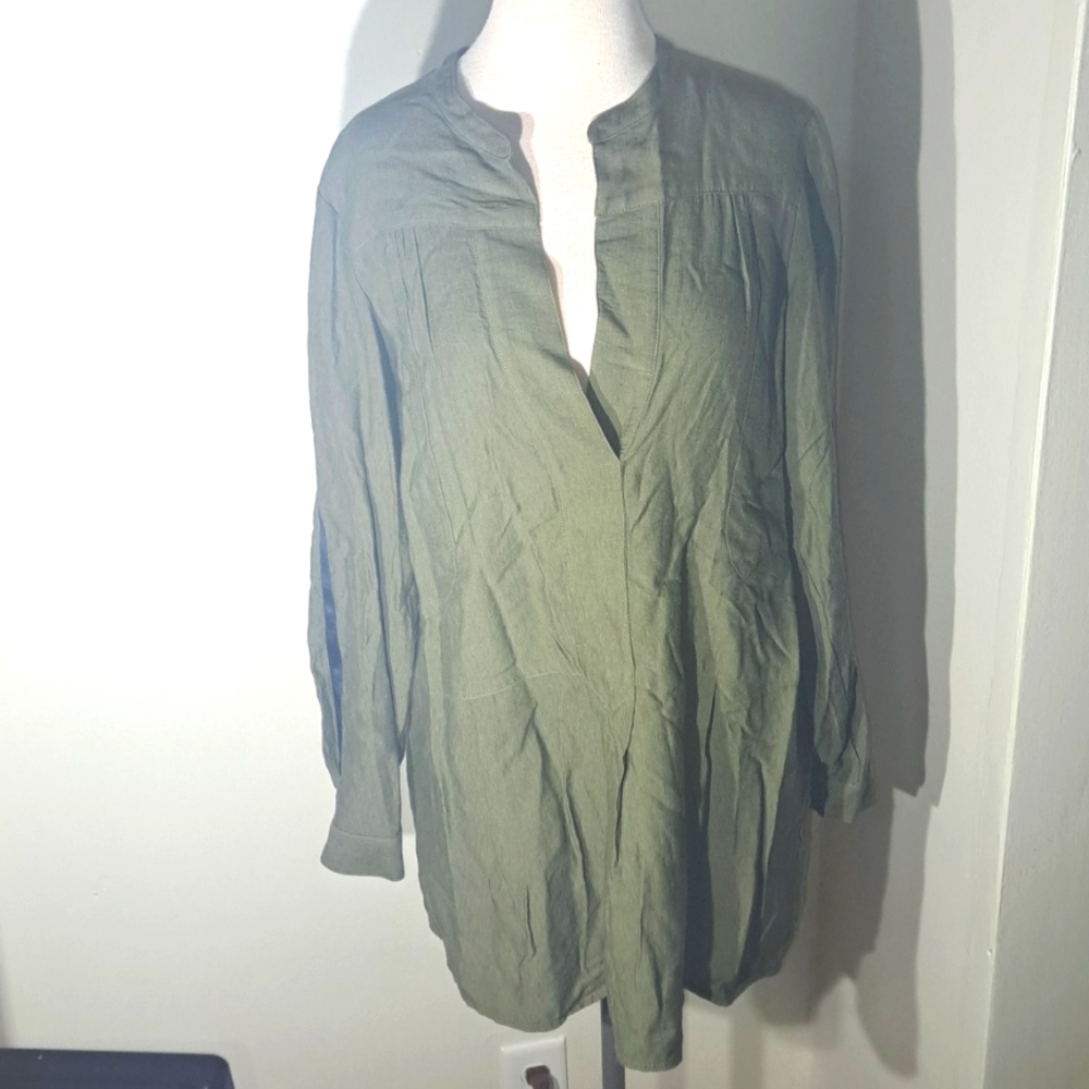 Erin Kleinberg Olive Military Style Tunic Or Loose Fit Dress SZ S/P